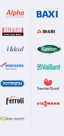 Alpha Ariston Baxi British Gas Ferroli Glow-worm Halstead Ideal Keston Main Potterton Remeha Vaillant Viessmann Worcester